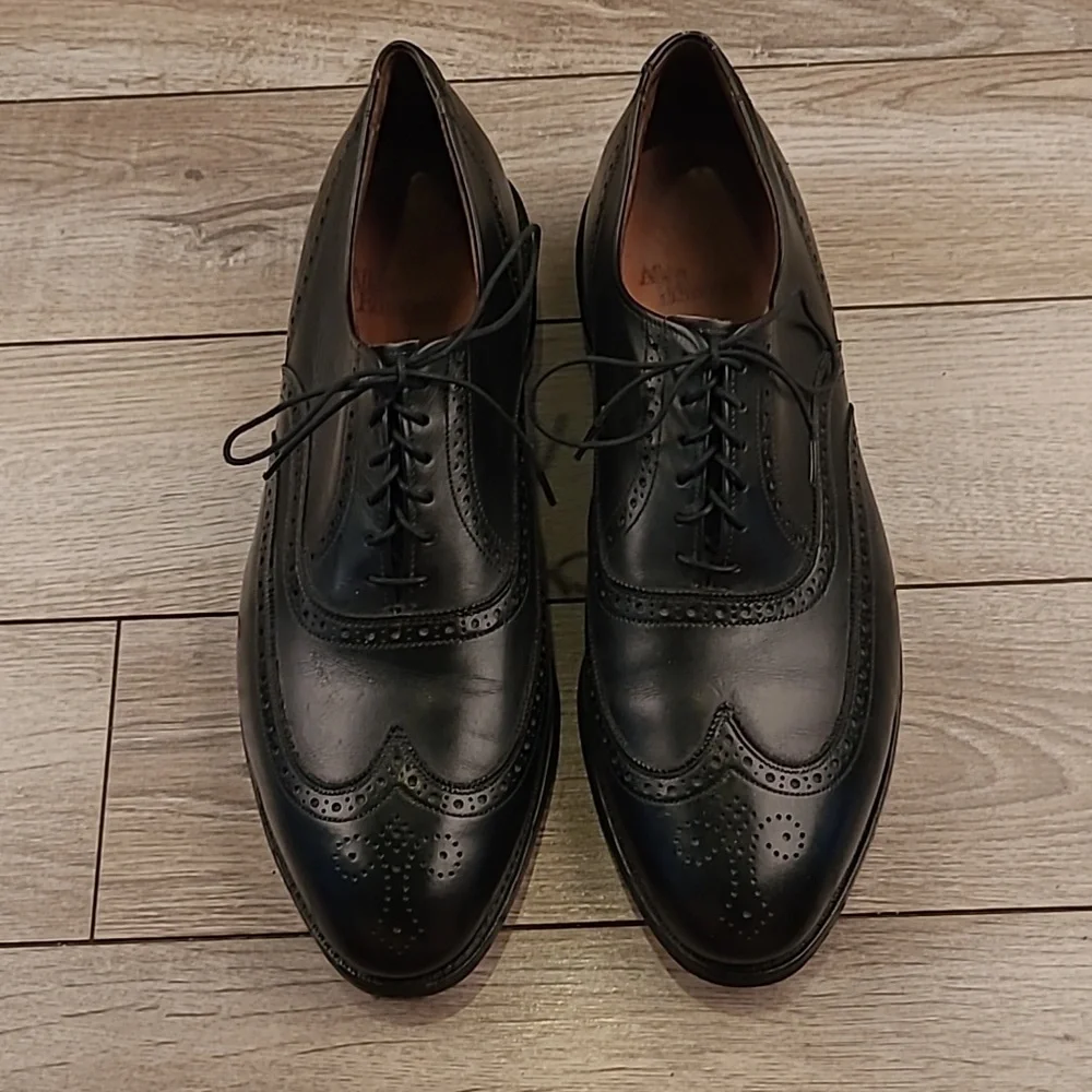 ALLEN‎ EDMONDS Chester Oxford Black Leather Sz 12 C Mens Wingtip Dress Shoes